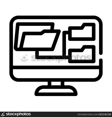 computer folder line icon vector. computer folder sign. isolated contour symbol black illustration. computer folder line icon vector illustration