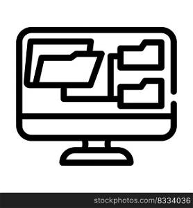 computer folder line icon vector. computer folder sign. isolated contour symbol black illustration. computer folder line icon vector illustration