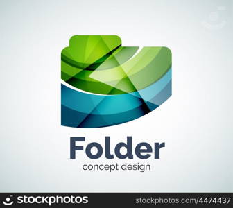 Computer folder logo template, abstract elegant glossy business icon