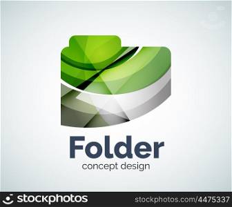 Computer folder logo template, abstract elegant glossy business icon