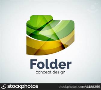 Computer folder logo template, abstract elegant glossy business icon