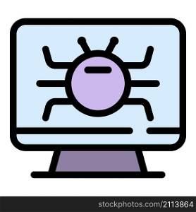 Computer fraud bug icon. Outline computer fraud bug vector icon color flat isolated. Computer fraud bug icon color outline vector