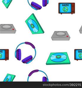 Computer games equipment pattern. Cartoon illustration of computer games equipment vector pattern for web. Computer games equipment pattern, cartoon style