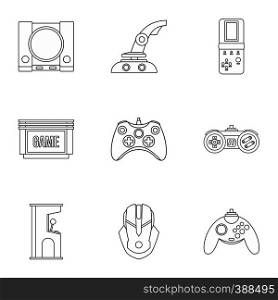 Computer games icons set. Outline illustration of 9 computer games vector icons for web. Computer games icons set, outline style