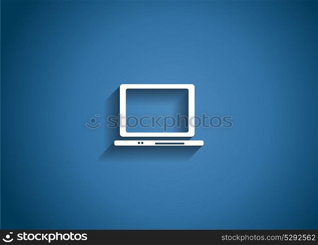 Computer Glossy Icon Vector Illustration on Blue Background. EPS10. Computer Glossy Icon Vector Illustration
