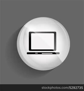 Computer Glossy Icon Vector Illustration on Gray Background. EPS10. Computer Glossy Icon Vector Illustration