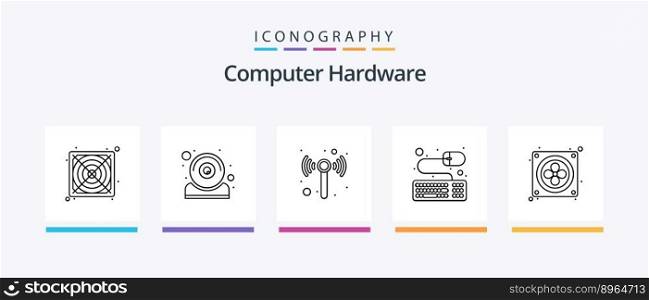 Computer Hardware Line 5 Icon Pack Including supply. hardware. ipad. hardware. disk. Creative Icons Design