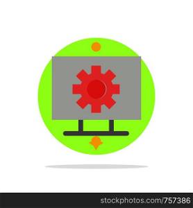 Computer, Hardware, Setting, Gear Abstract Circle Background Flat color Icon