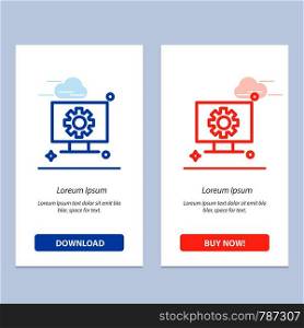 Computer, Hardware, Setting, Gear Blue and Red Download and Buy Now web Widget Card Template