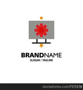 Computer, Hardware, Setting, Gear Business Logo Template. Flat Color
