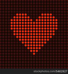 Computer heart. Red heart burns from balls. A vector illustration