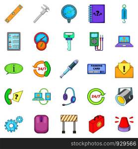 Computer help icons set. Cartoon set of 25 computer help vector icons for web isolated on white background. Computer help icons set, cartoon style
