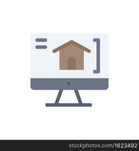 Computer, Home, House  Flat Color Icon. Vector icon banner Template