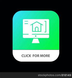 Computer, Home, House Mobile App Button. Android and IOS Glyph Version