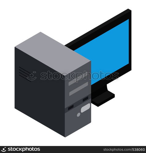 Computer icon in cartoon style isolated on white background. Computer icon, cartoon style