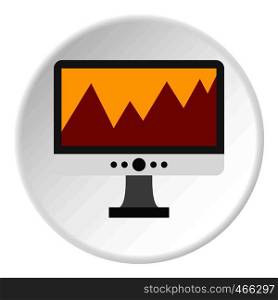 Computer icon in flat circle isolated on white background vector illustration for web. Computer icon circle