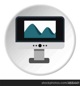 Computer icon in flat circle isolated on white background vector illustration for web. Computer icon circle