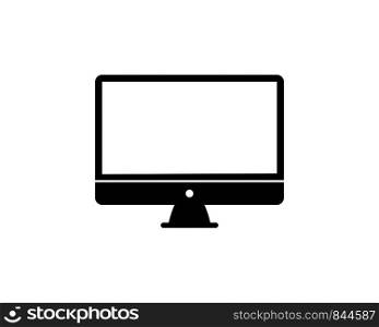 Computer icon in flat style black desktop isolated on white background. EPS 10. Computer icon in flat style black desktop isolated on white background.