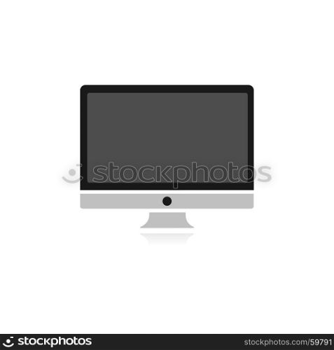 Computer icon with reflex on white background