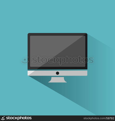 Computer icon with shade on blue background