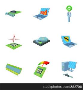 Computer icons set. Cartoon illustration of 9 computer vector icons for web. Computer icons set, cartoon style
