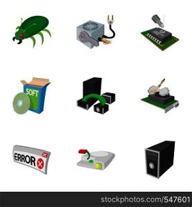 Computer icons set. Cartoon illustration of 9 computer vector icons for web. Computer icons set, cartoon style