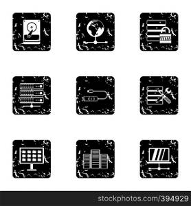 Computer icons set. Grunge illustration of 9 computer vector icons for web. Computer icons set, grunge style