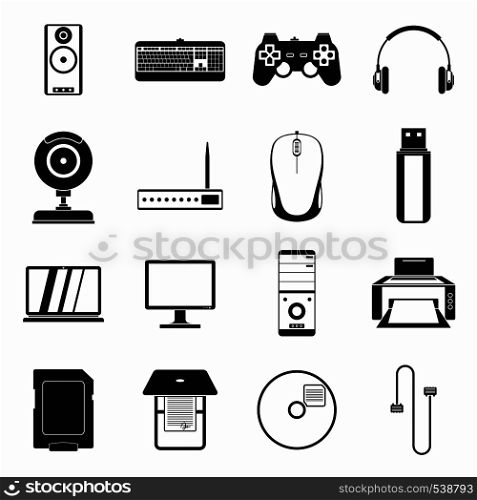 Computer icons set in simple style for any design. Computer icons set, simple style