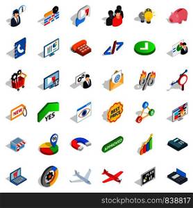 Computer icons set. Isometric style of 36 computer vector icons for web isolated on white background. Computer icons set, isometric style