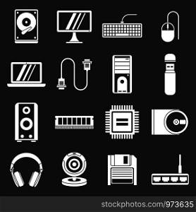 Computer icons set vector white isolated on grey background . Computer icons set grey vector