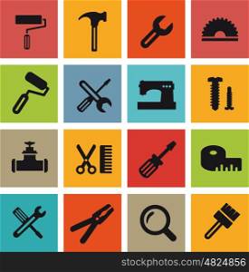 Computer icons tools . Computer icons with building tools and objects repair