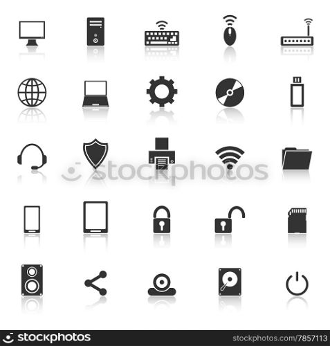 Computer icons with reflect on white background, stock vector