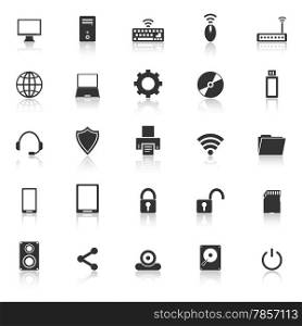 Computer icons with reflect on white background, stock vector