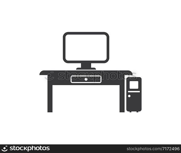 computer in table vector illustration design template