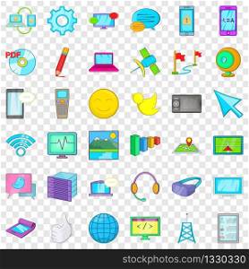 Computer information icons set. Cartoon style of 36 computer information vector icons for web for any design. Computer information icons set, cartoon style