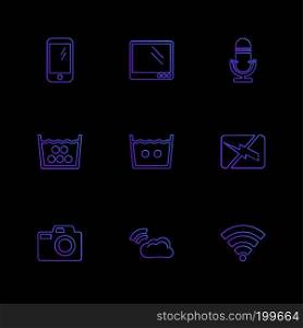 computer,  internet , multimedia , infrared , camera , technology , music , microphone , speaker, tv, wifi , network , battery , icon, vector, design,  flat,  collection, style, creative,  icons