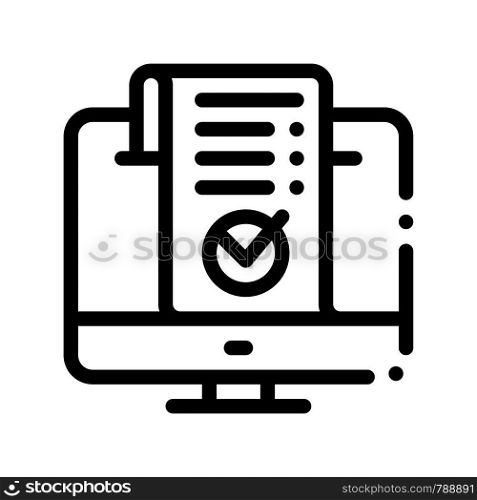 Computer Internet Payment Vector Thin Line Icon. Online Transactions, Quittance Ticket Financial Internet Banking Operation Linear Pictogram. Money Deposit Currency Exchange Contour Illustration. Computer Internet Payment Vector Thin Line Icon