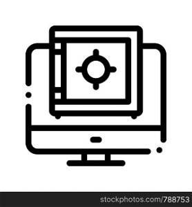 Computer Internet Safe Bank Vector Thin Line Icon. Online Transactions, Secure Financial Internet Banking Payment Operation Linear Pictogram. Money Deposit Currency Exchange Contour Illustration. Computer Internet Safe Bank Vector Thin Line Icon