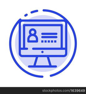 Computer, Internet, Security Blue Dotted Line Line Icon