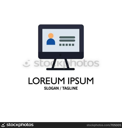 Computer, Internet, Security Business Logo Template. Flat Color