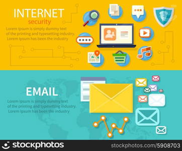 Computer internet security. Web images antivirus. Concept in flat design style. Email marketing and sales. Can be used for web banners, marketing and promotional materials, presentation templates