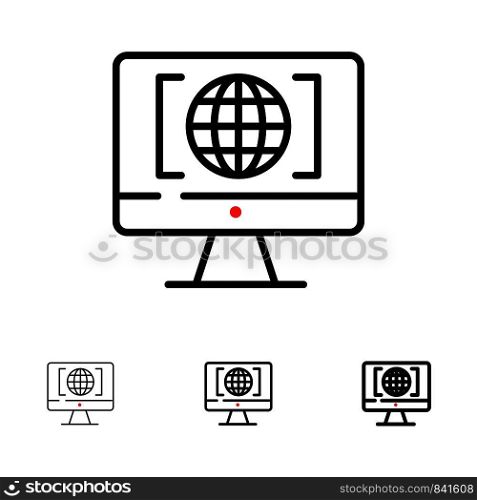 Computer, Internet, World, Big Think Bold and thin black line icon set