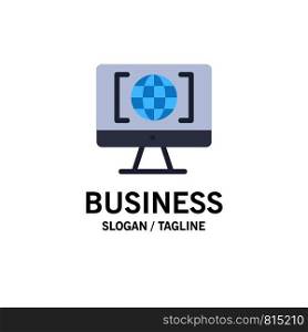 Computer, Internet, World, Big Think Business Logo Template. Flat Color