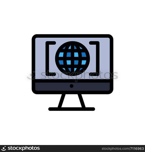 Computer, Internet, World, Big Think Flat Color Icon. Vector icon banner Template