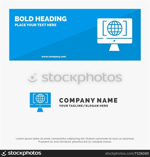 Computer, Internet, World, Big Think SOlid Icon Website Banner and Business Logo Template