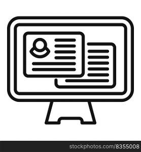 Computer job search icon outline vector. Online business. Internet people. Computer job search icon outline vector. Online business