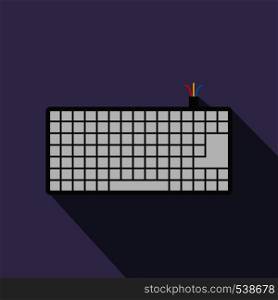 Computer keyboard icon in flat style on a violet background. Computer keyboard icon, flat style