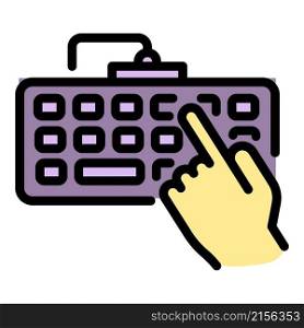 Computer keyboard icon. Outline computer keyboard vector icon color flat isolated. Computer keyboard icon color outline vector