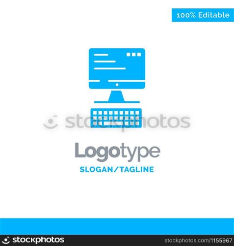 Computer, Keyboard, Monitor, Computing Blue Business Logo Template