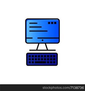 Computer, Keyboard, Monitor, Computing Flat Color Icon. Vector icon banner Template